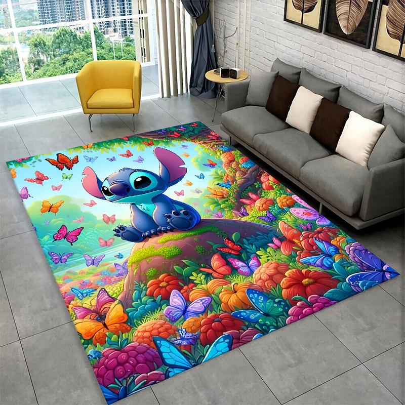 Cute S-Stitch Cartoon Non-Slip Area Rug for Living Room,Bedroom,Playroom,Soft Carpet Floor Mat Home Decor Rug Kids Room Gift