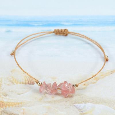 Yousheng Edelstein Armband Damen Herren Verstellbares Geflochtenes Kristallarmband Boho Schnur Seilarmband Strandfußkettchen Geschenk für Freunde Geliebte