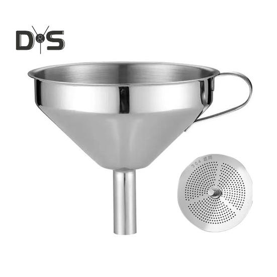 

Кухонная воронка из нержавеющей стали со съемным фильтром для пищевых продуктов. Мини-металлическая кухонная воронка для переноса эфирных масел, жидких сухих ингредиентов, косметики. L
