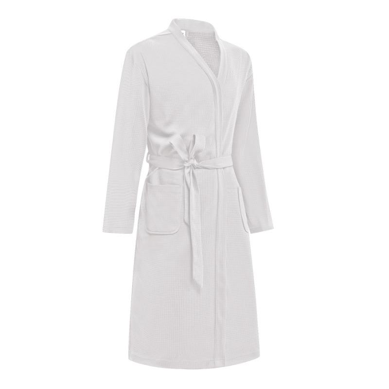 Fashion Waffle Bathrobe Sauna Clothes Thin Nightgown Long Couple Home Clothes Hotel Casual Bathrobe Men