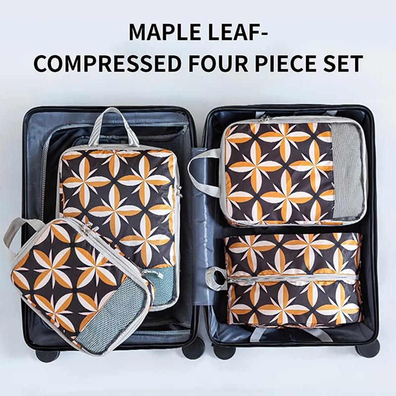 4Pcs Compression Storage Bag Large Capacity Foldable Packing Cubes Washable Expandable Luggage Storage Bags Set
