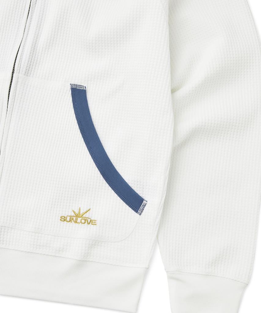 Sunlovetour Aero Waffle Zip Up Hoodie White