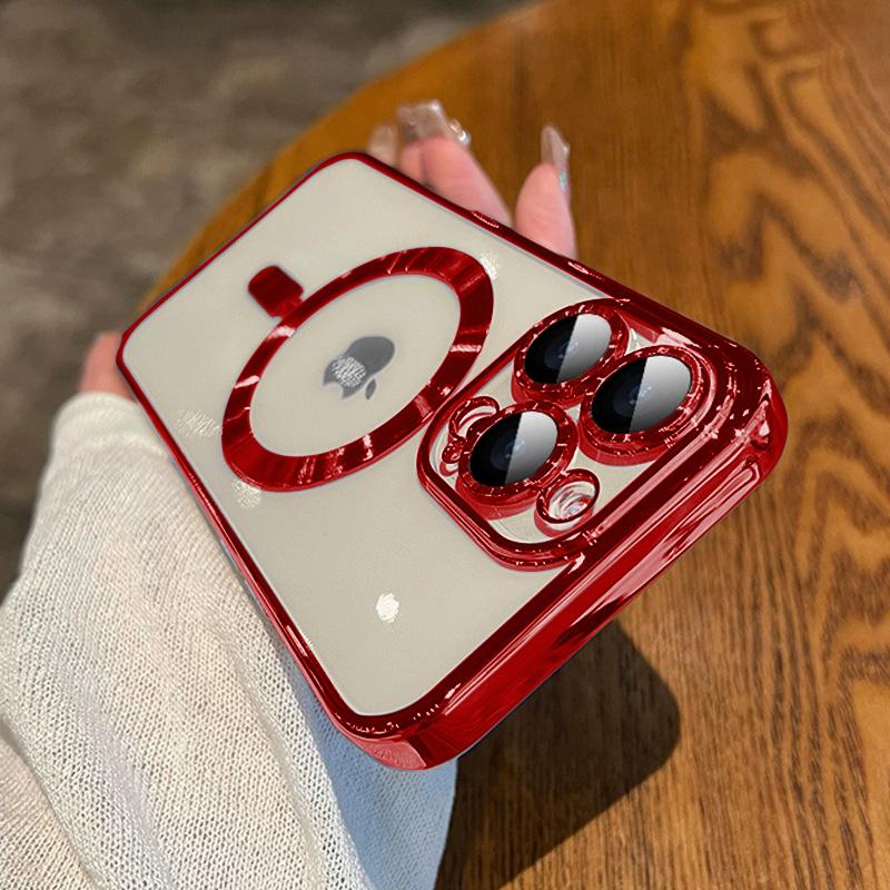 Man Luxury Plating Magnetic For Magsafe Case For iPhone 15 14 13 12 11 Pro Max 15 Plus Magnetic Wireless Charge Shockproof Cover