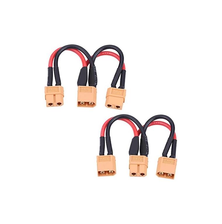 2x XT60 Parallel Cable Male To 2 Female and Female To 2 Male 14AWG – Adapters for RC Lipo Batteries – for Drones, Cars, Planes, RC Models