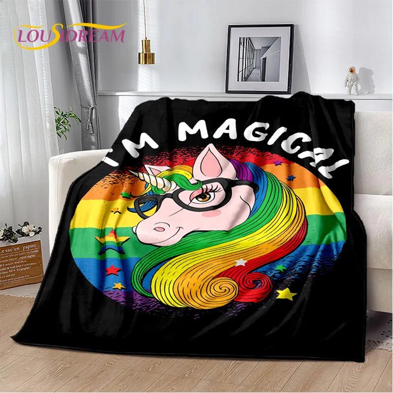 HD Unicorn Cartoon Cute 3D Dream Girl Blanket,Soft Throw Blanket for Home Bedroom Bed Sofa Picnic Travel Office Cover Child Gift