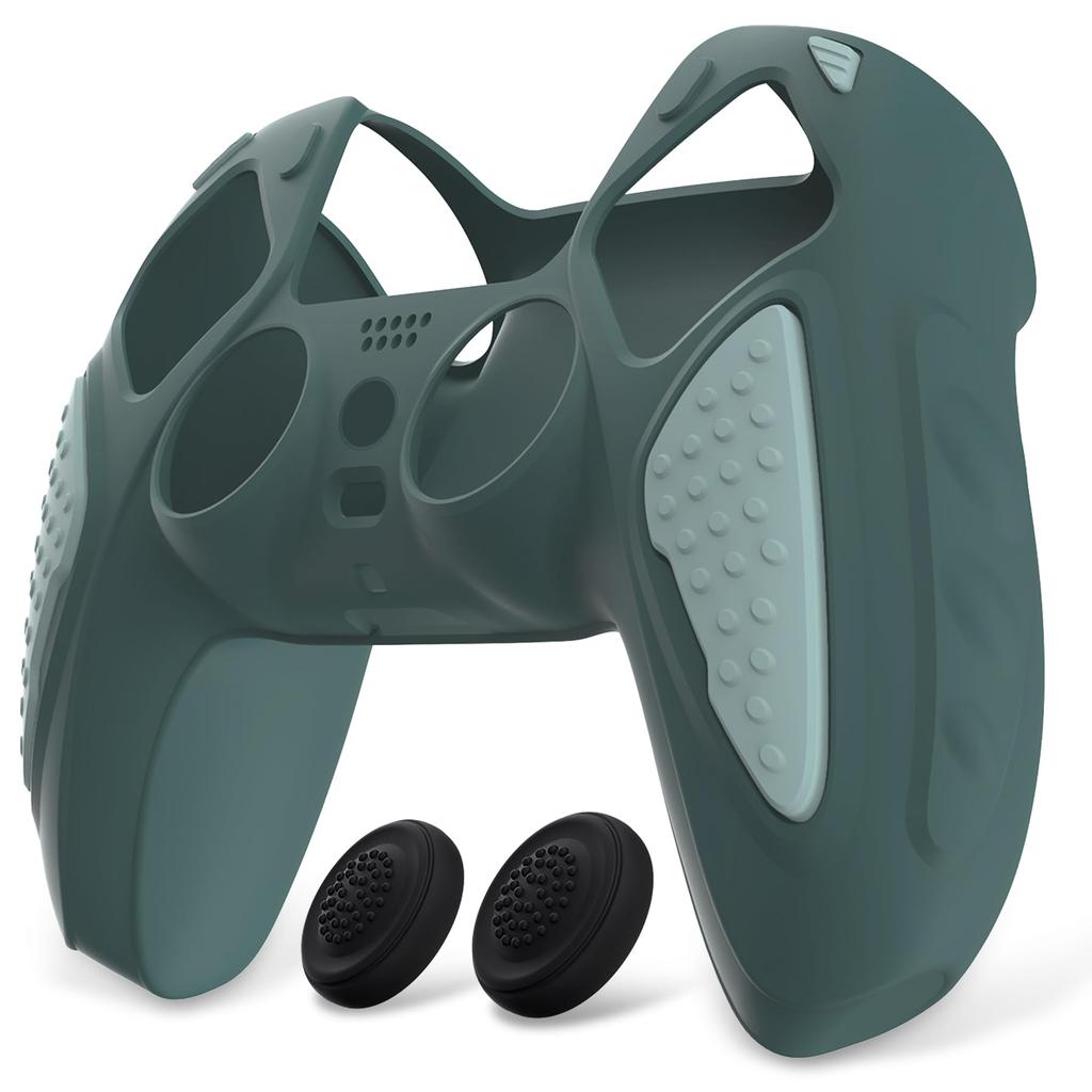 Silikonový kryt pro ovladač PlayVital ps5 silikonový skin ergonomické ochranné pouzdro z měkké gumy pro ps5 s krytem na palec ovladač Gray Jade,