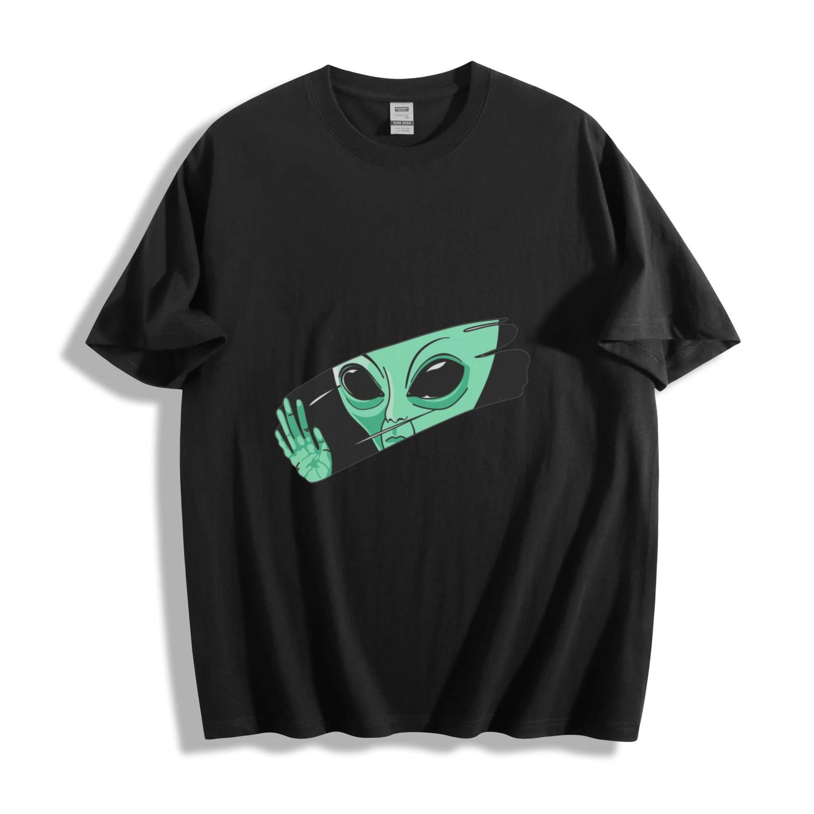 Alien Peekaboo Graphic T - Shirt - Cool Extraterrestrial Design Unisex Tee XL