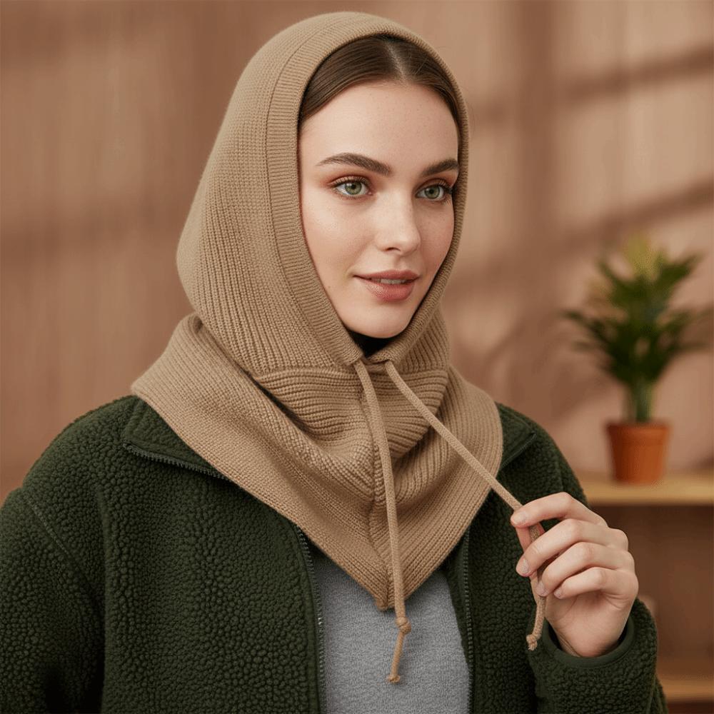 Simple Solid Color Balaclava Hat Warm Thickened Ear Protection Hat Beanie Pullover Hat Knitted Hooded Cap Streetwear