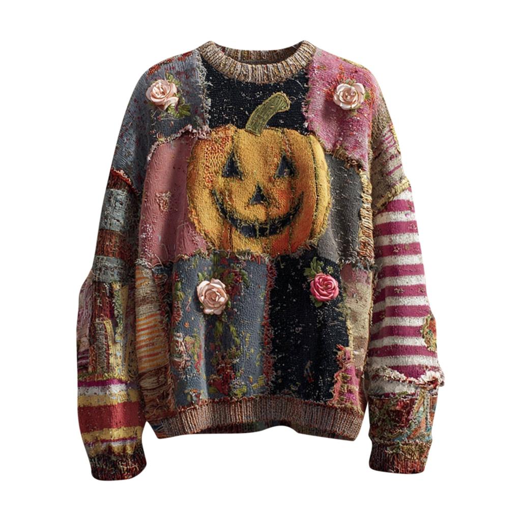 Men's Halloween 3D Printed Long Sleeve Top Round Neck Casual Sports Pullover