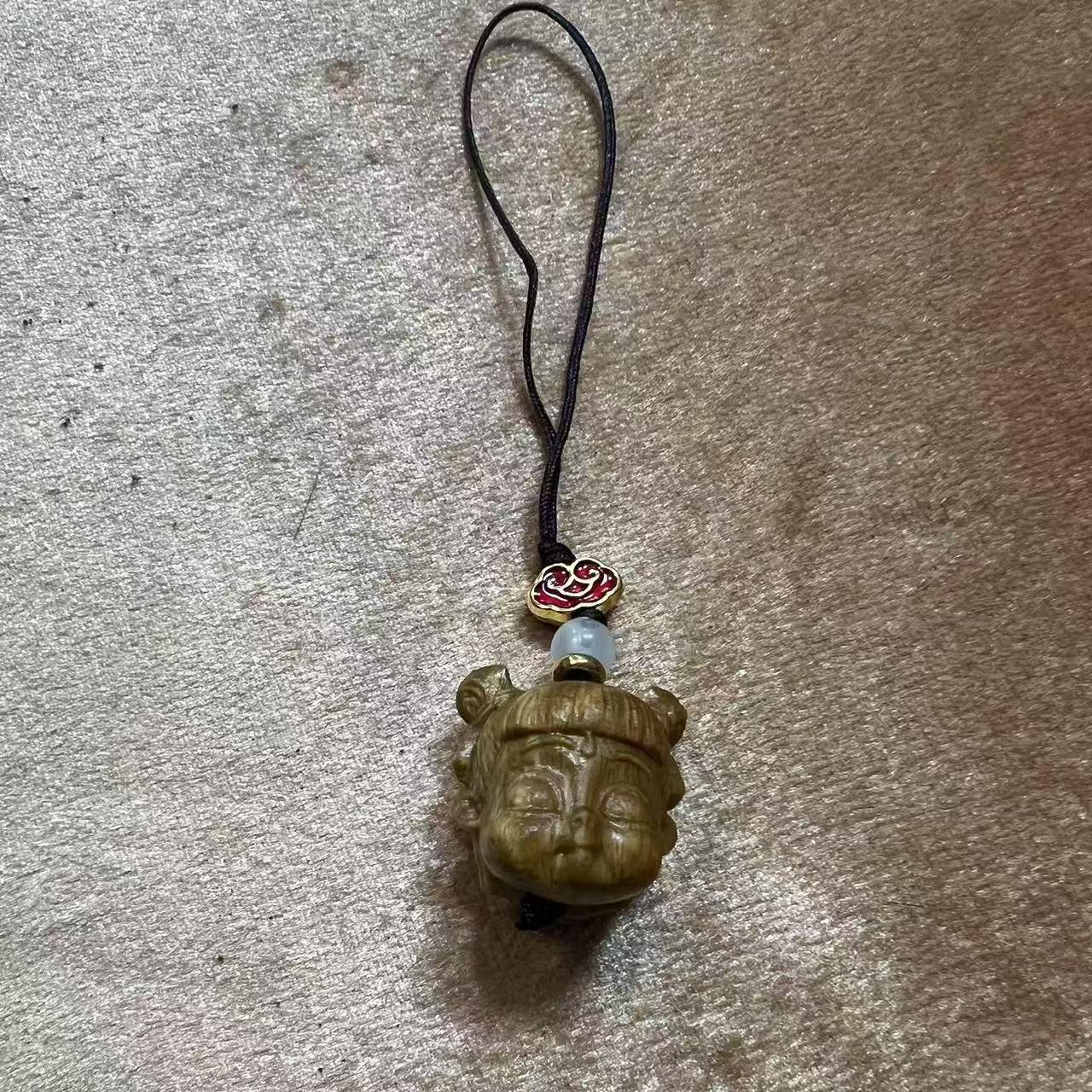 Green & Red Sandalwood Nezha Keychain Charm