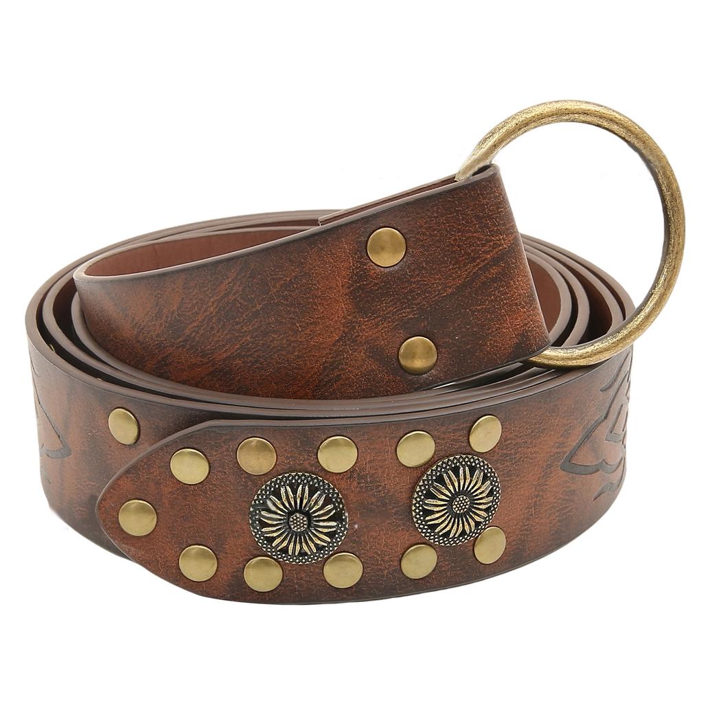 Medieval Waistband Vintage Cosplay Viking Studded Belt for Men Cosplay Supplies PU Waistband for Photoshoots and Stage