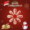 Medium Almond Christmas Press On Nails Glitters Design Full Cover Glossy Acrylic Nails False Nail Decoration 24pcs