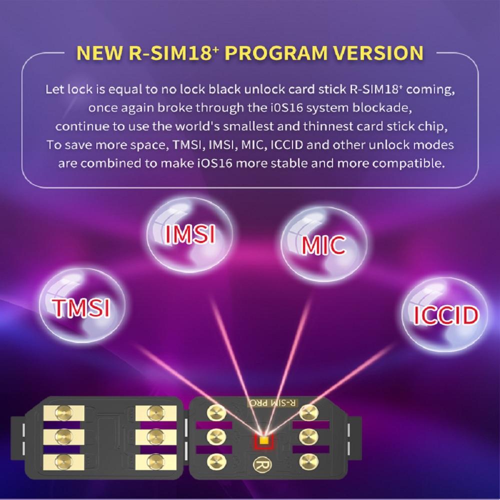 R-SIM18+ RSIM 18+ Nano Unlock Card For iPhone 14 Plus 13 12 11 Pro Max XR iOS 16