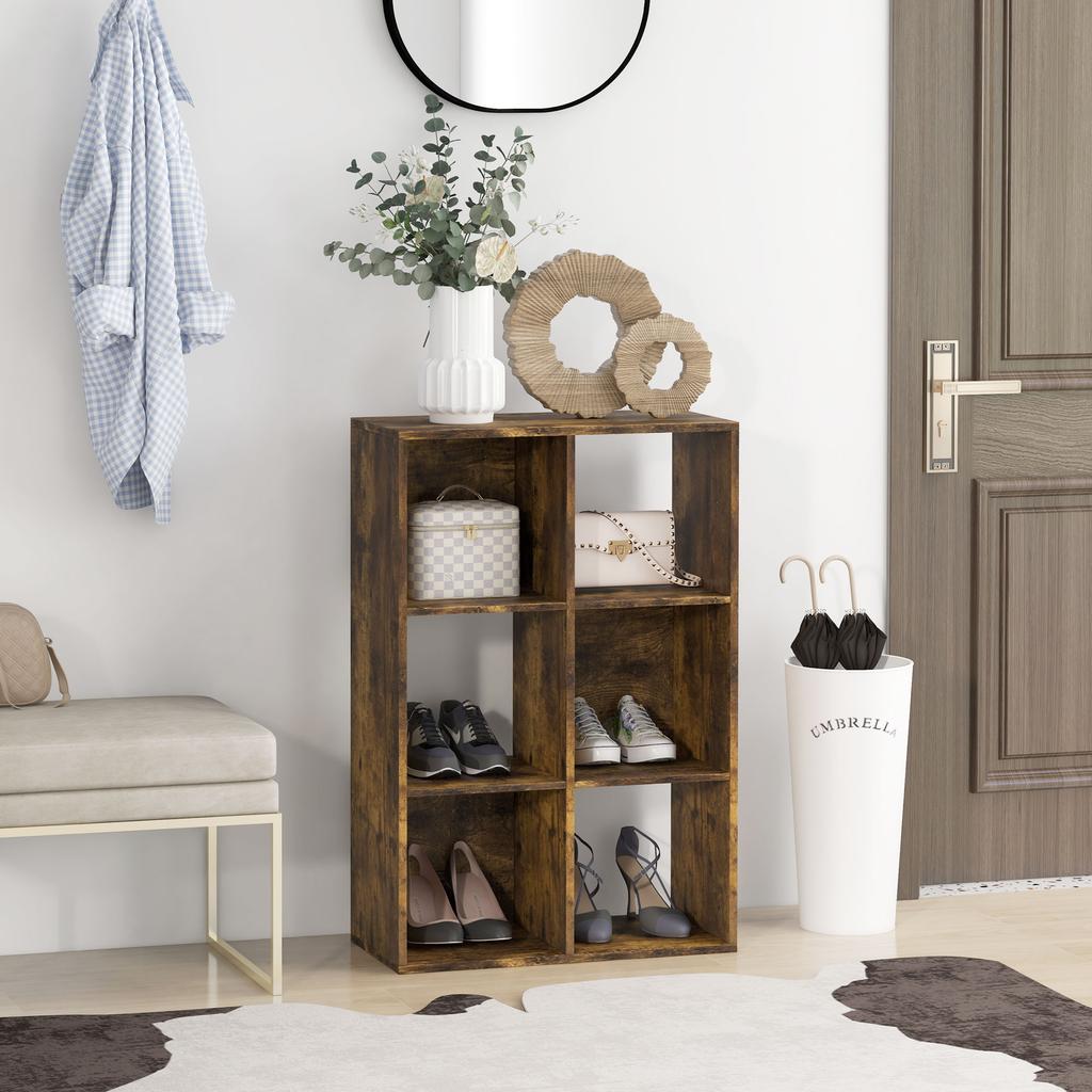 6-Cube Bookshelf - Rustic Brown