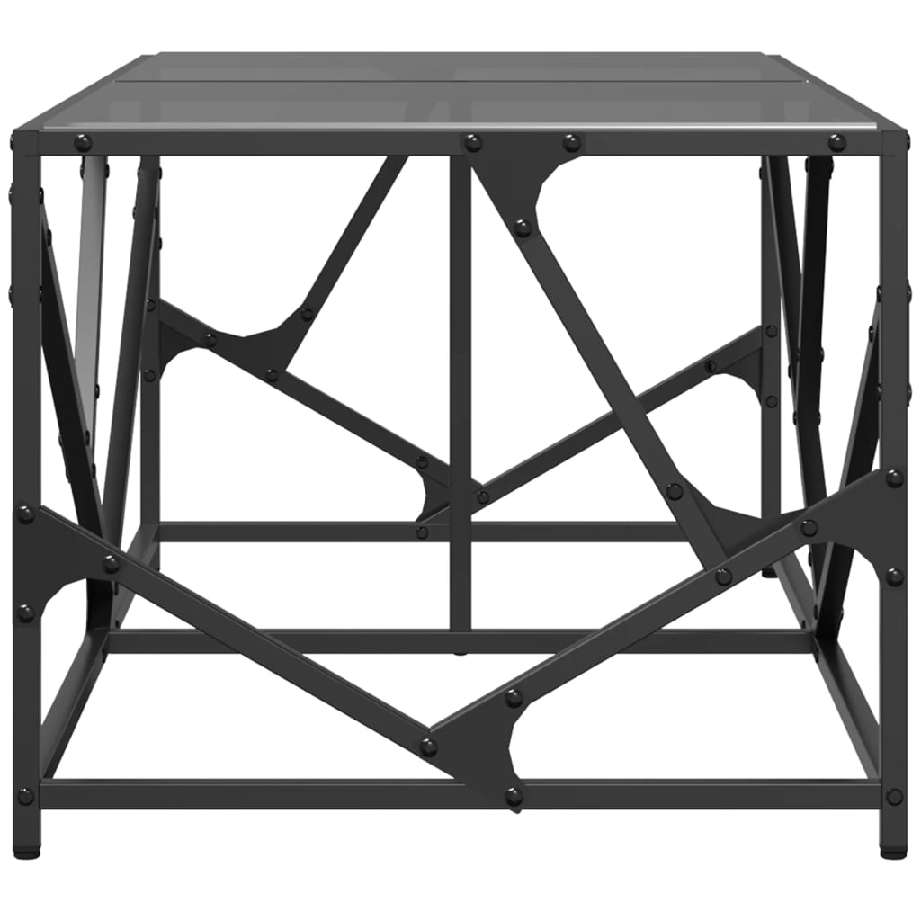 Coffee Table with Glass Top Black 98.5 X 50 X 41 Cm Steel