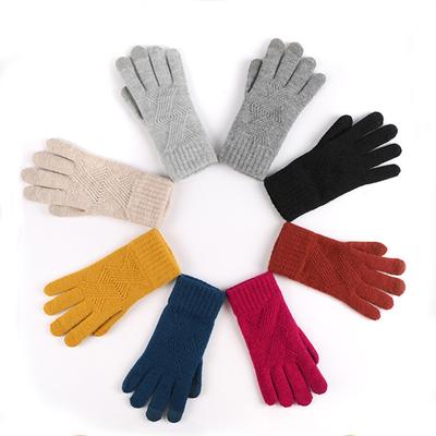 Winter Women Keep Warm Touch Screen Knitted Gloves Japanese Style Plus Velvet Inside High Elasticity Elegant Female  Clamshell