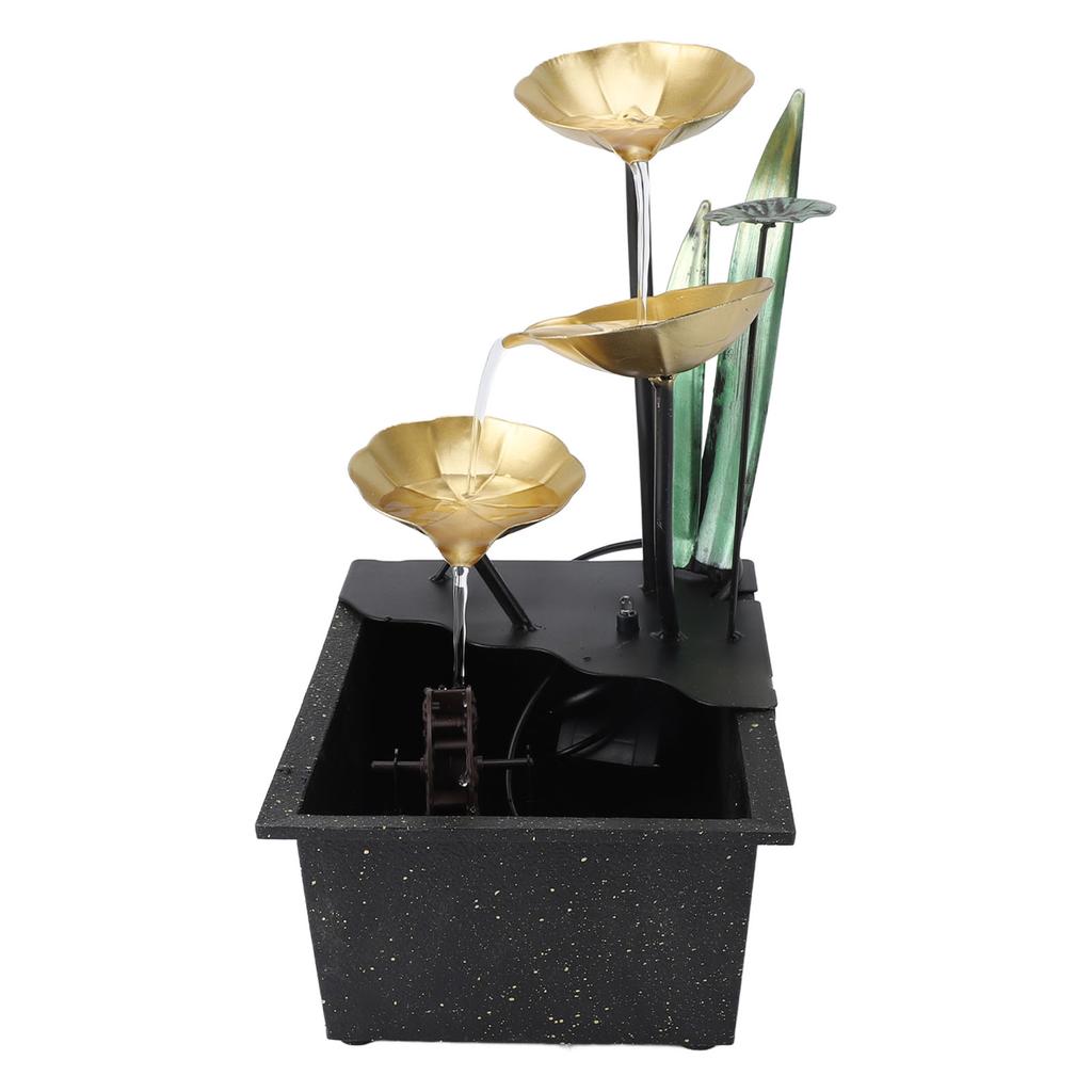 USB Tabletop Fountain Quiet Circulating Water Decorative Iron Desk Waterfall Fountain with LED Light for Living Room