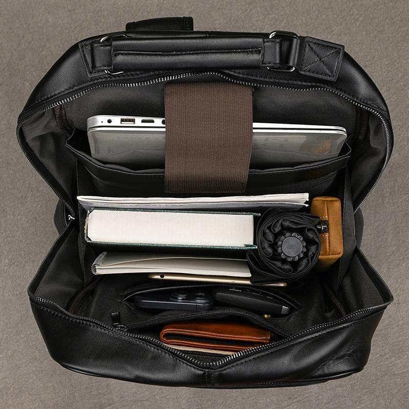 Large Capacity Laptop Backpack Leather Men Male Soft Cowskin Leather Backpacks Travel Bag Fashion Laptop Backpack Design 15.6"