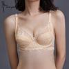 Sutiã de renda com copo cheio de malha respirável para mulheres sutiã push up transparente sexy plus size roupa íntima