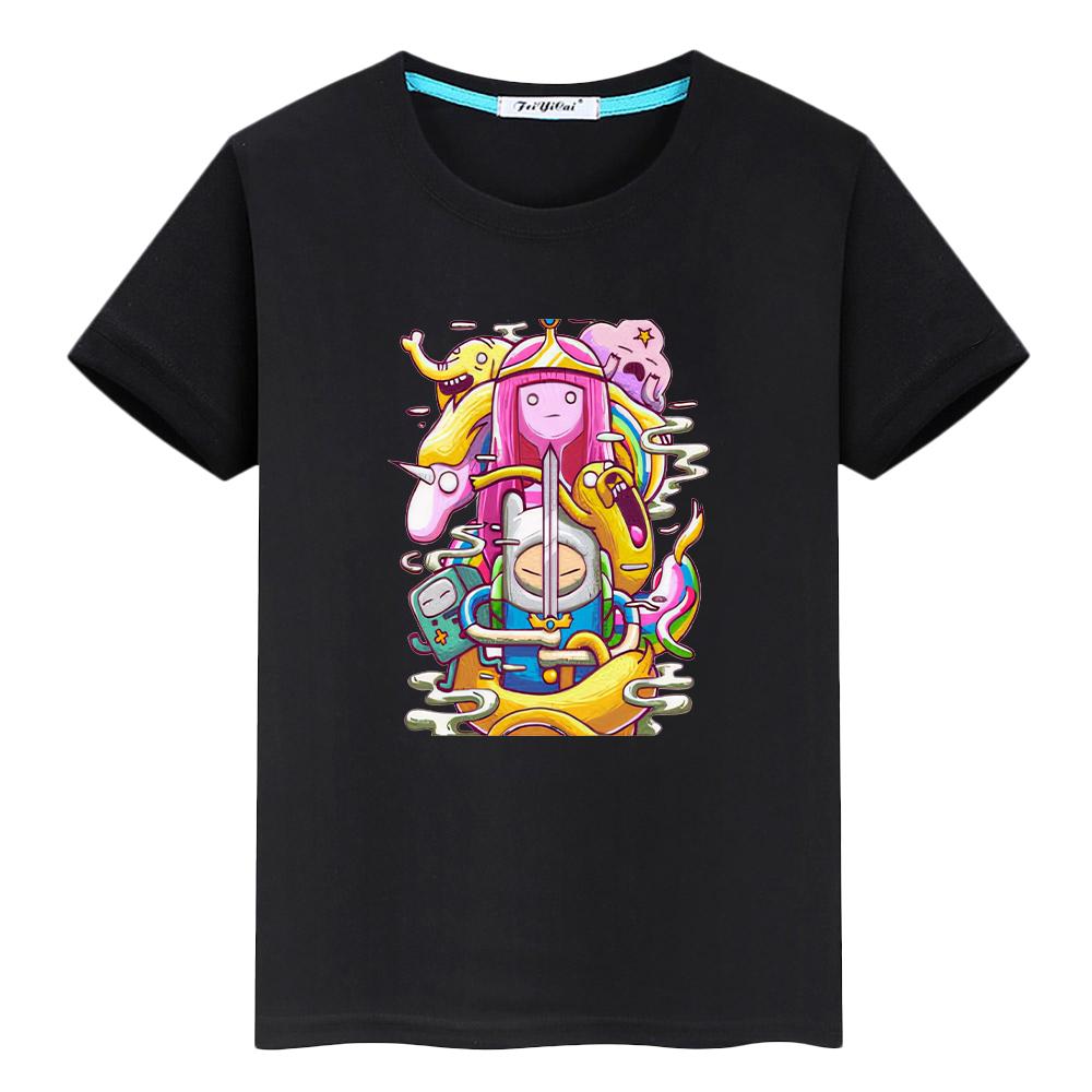 Roupas infantis meninas Hora de Aventura Anime Tops Curtos camiseta orgulho 100%Algodão camiseta para crianças menino 10anos y2k roupa de bebê menina