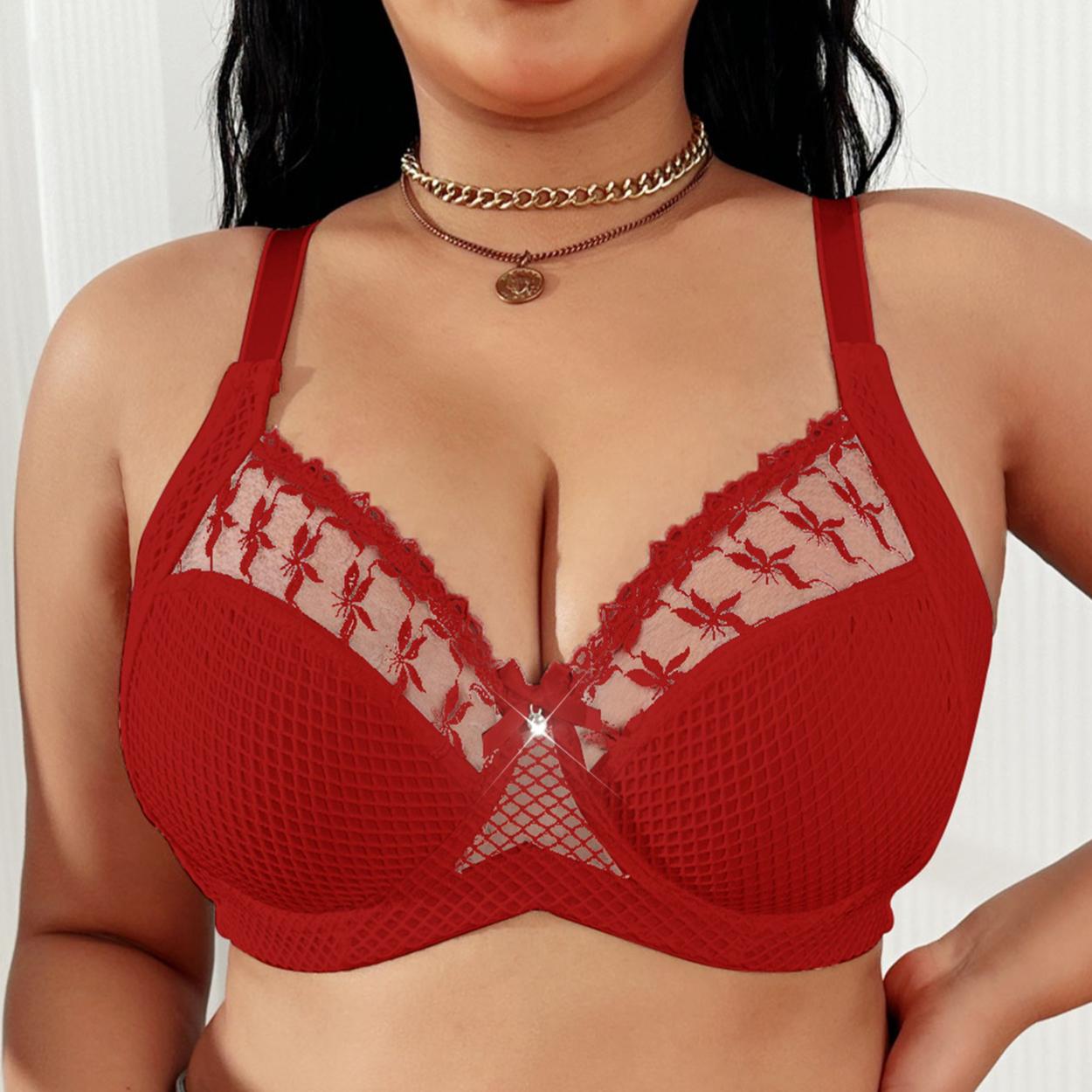 

Embroidered Lace Semi-sheer Mesh Bra with Sexy Underwire and Support 110F