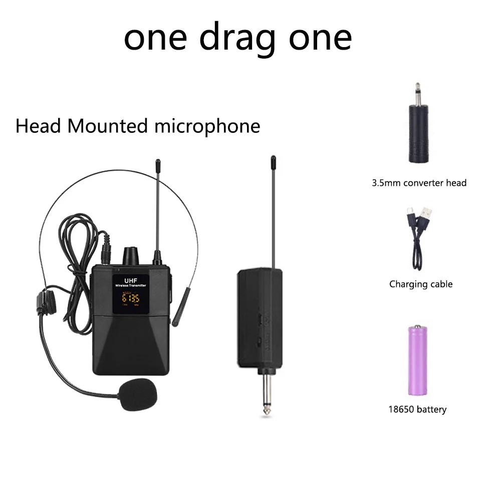 

UHF бездротовий головний петличний мікрофон з передавачем-поясним блоком і приймачем чорний