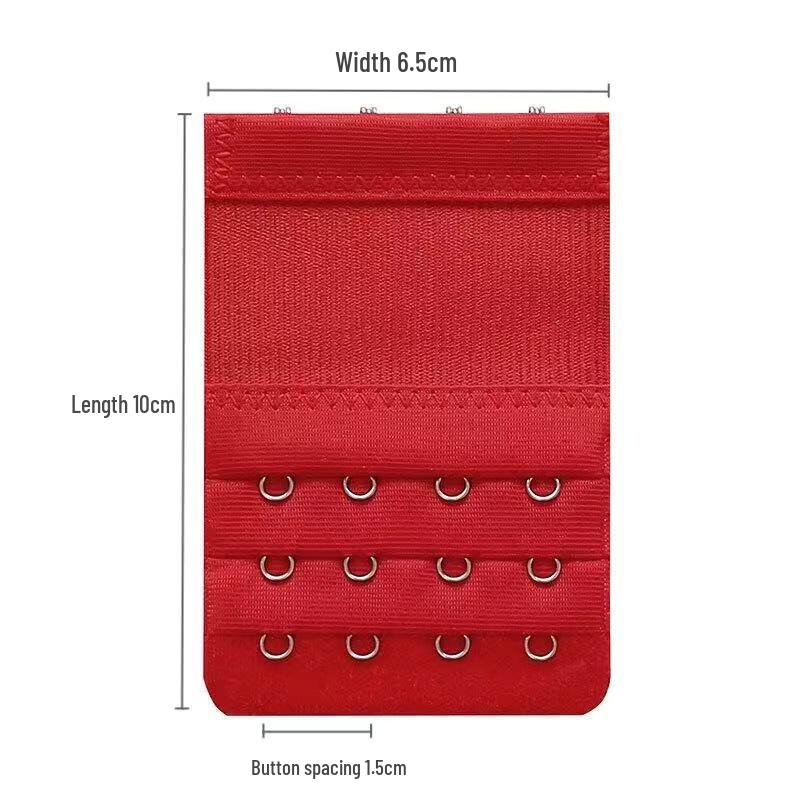 Kompaktní prodlužovač podprsenky: 4 řady, rozteč háčků 1,5 cm, 6,5 cm široké háčky z nerezové oceli