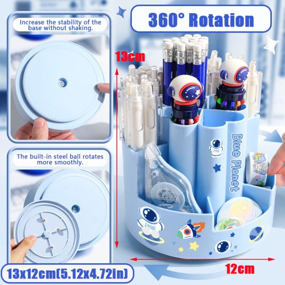 Plastic Pen Container 7/10 Grids Stationery Storage Box Cartoon Pen Holder  School Office