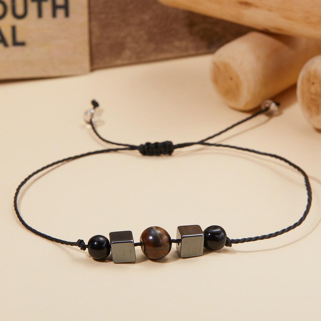 Naturstein Bunte Perlen Minimalistisches Armband Klassisch Herren Damen Buddha Schwarzes Lavastein Tigerauge Armband Yoga Meditation Schmuck
