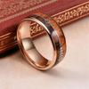 Fashion 8mm Men's Rose Gold Color Stainless Steel Arrow Rings for Men Women Inlaid Koa Wood Wedding Band Jewelry Drop Shipping