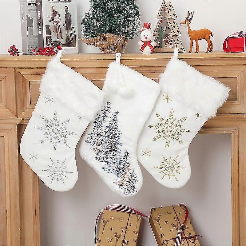 3pcs Christmas Stocking Sock Sack Gift Bag Tree Decoration Christmas Ornament