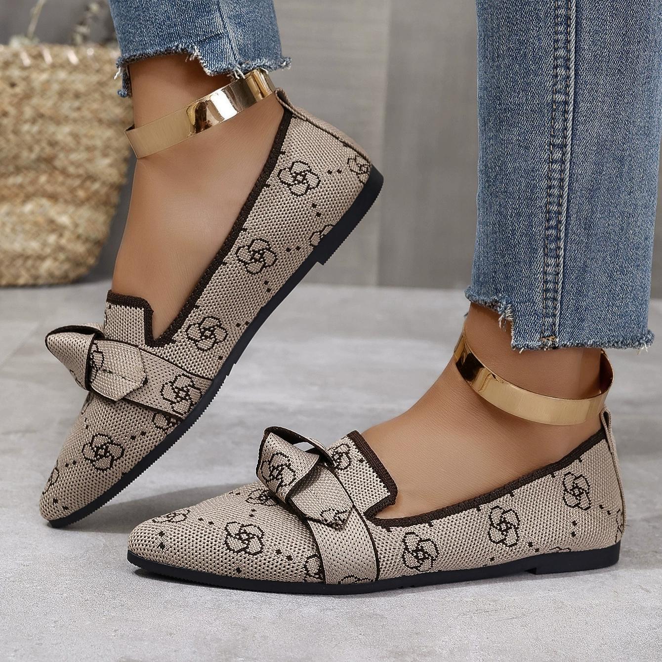 

Острые туфли на плоской подошве большого размера 43 для женщин, повседневные дышащие женские туфли с бантом 42 дубильная кора