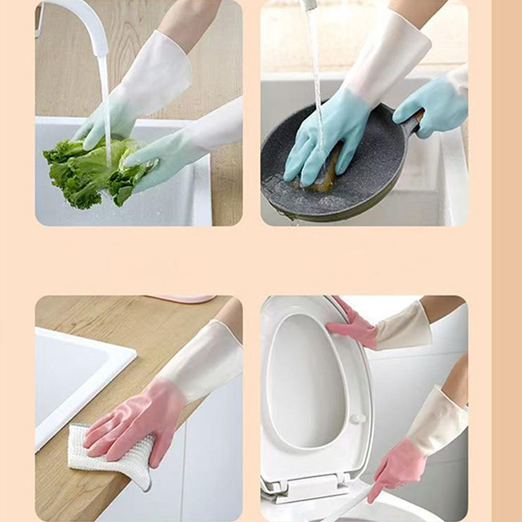 Reusable Household Cleaning Gloves with Extended Cuffs for Dishwashing Kitchen Bathroom Laundry and General Home Use Latex Free Design Comfortable Fit