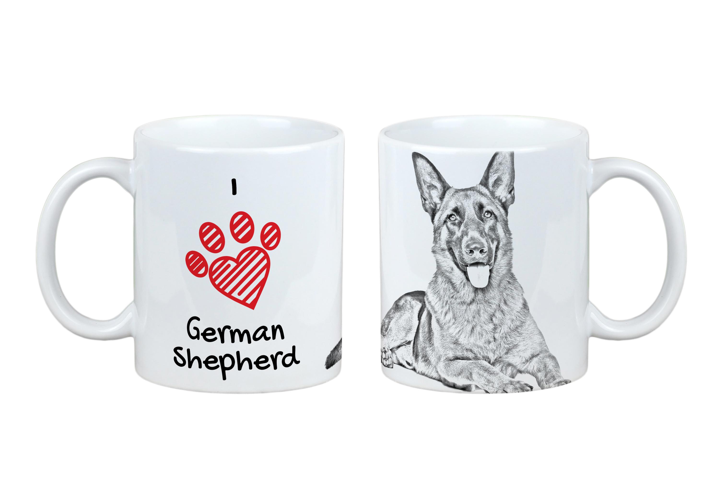 

German Shepherd Dog, Alsatian Wolf Dog - cup with a dog, cute cup with graphics, a gift with your photo from the Art-Dog brand білий