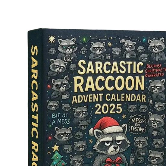 Sarcastic Raccoon Advent Calendar 2025 24 Days Christmas Countdown Calendars with 24 Humor Jokes Cute Raccoon Ornaments Set for Xmas Tree Decor