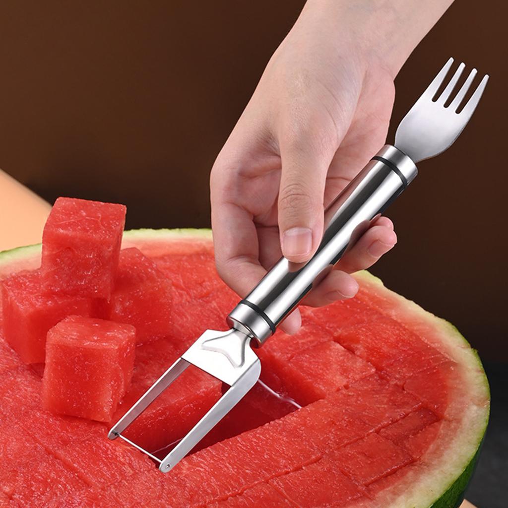 2 In 1 Watermelon Fork Slicer Stainless Steel Windmill Watermelon Cutter Artifact Salad Fruit Slicer Cutter Tool Useful Tool