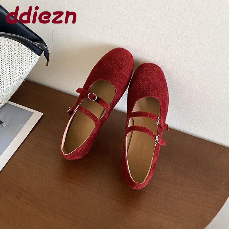 Fashion Fashion Buckle Strap Women Flats Mary Janes Shoes Casual Female Shallow Footwear Round Toe Ladies Flats With Shoes