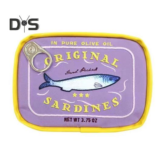 Canned Sardines Makeup Bag Large Capacity Zipper Closure Exquisite Embroidery Patterns Portable Travel Toiletry Bag Cosmetic Organizer