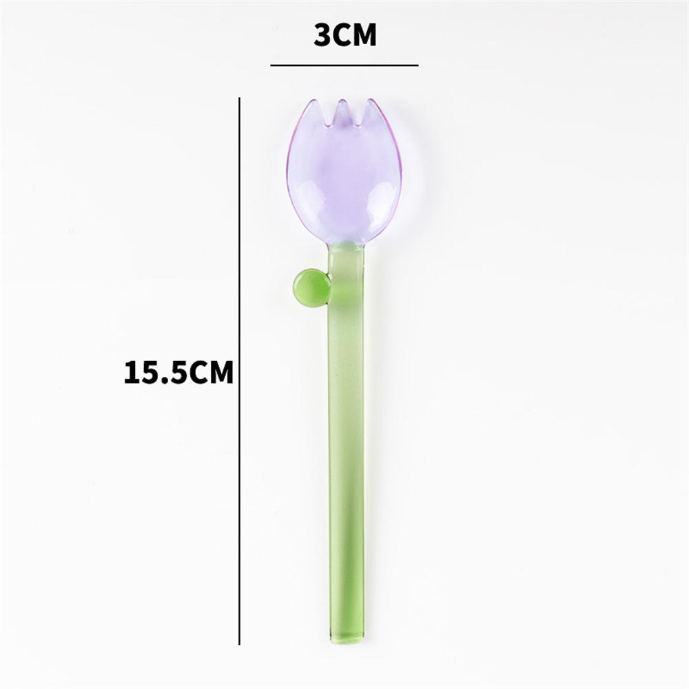 Glass Coffee Scoops With Long Handle Colorful And Cute Teaspoon Kitchen Accessories Milk Dessert Ice Cream Spoon
