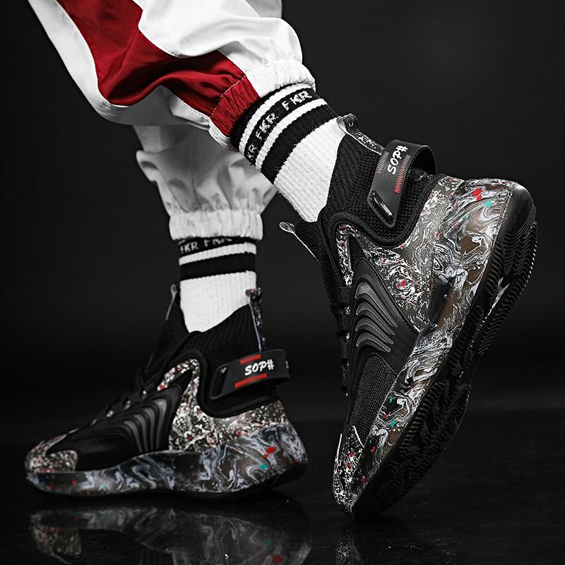 35-47 Scarpe da fitness sportive alte di grandi dimensioni traspiranti in tessuto volante estivo di tendenza moda unisex