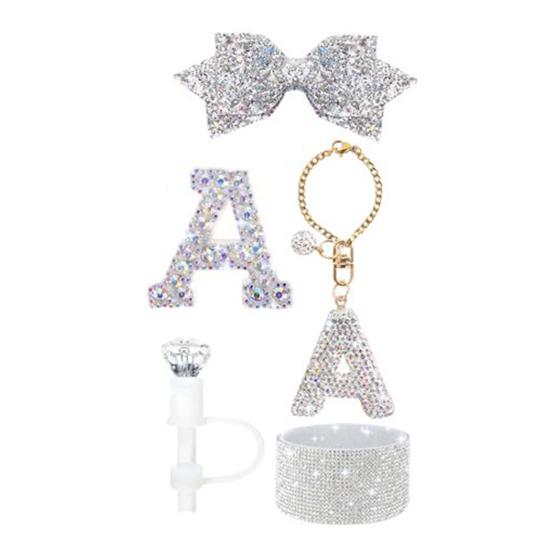 5Pcs Rhinestone Straw Cover Set for Water Bottles Silicone Boot