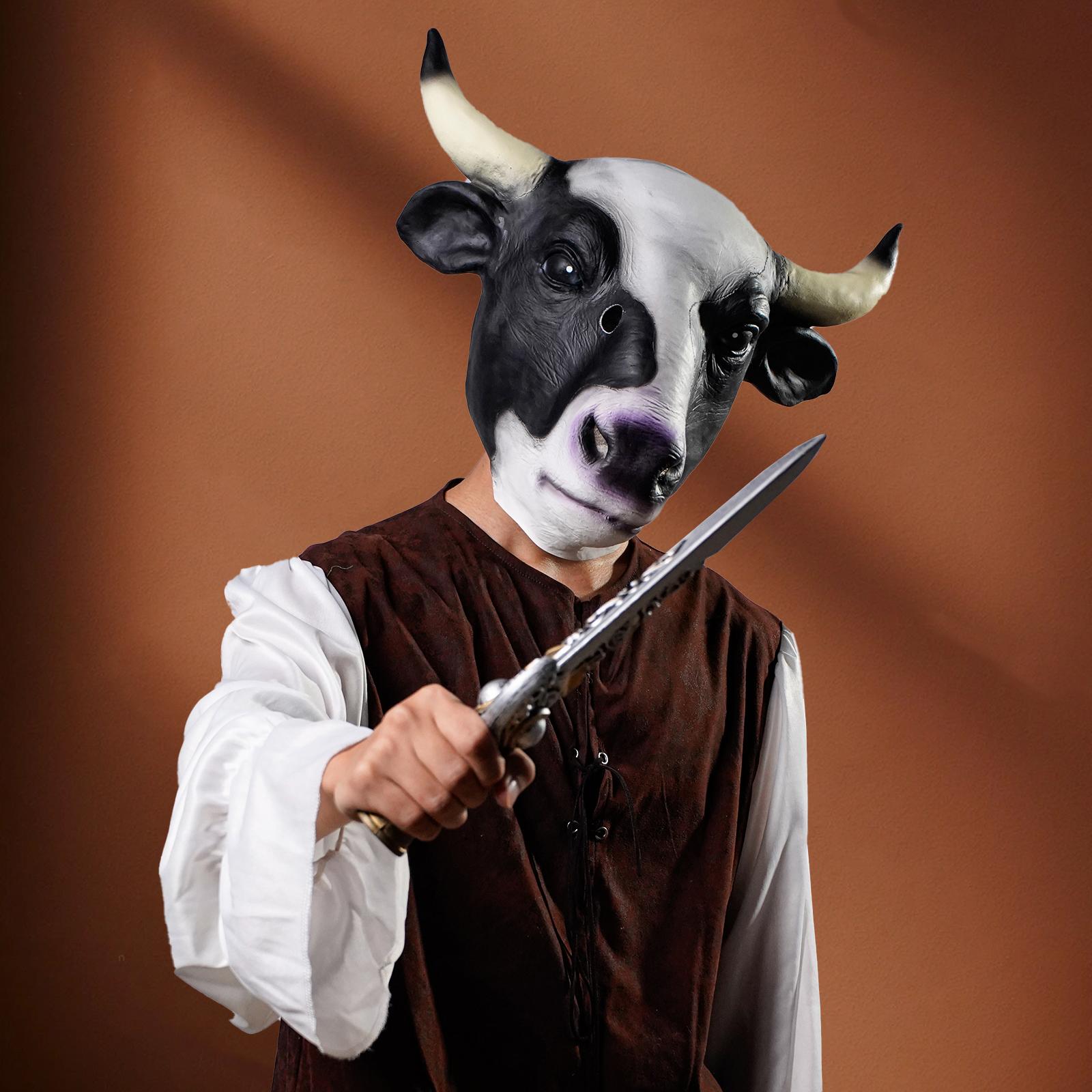 

1 шт. Реалистичная маска коровы - Креативный головной убор животного, идеально подходящий для ролевых игр, праздничной вечеринки и костюмов на Хэллоуин