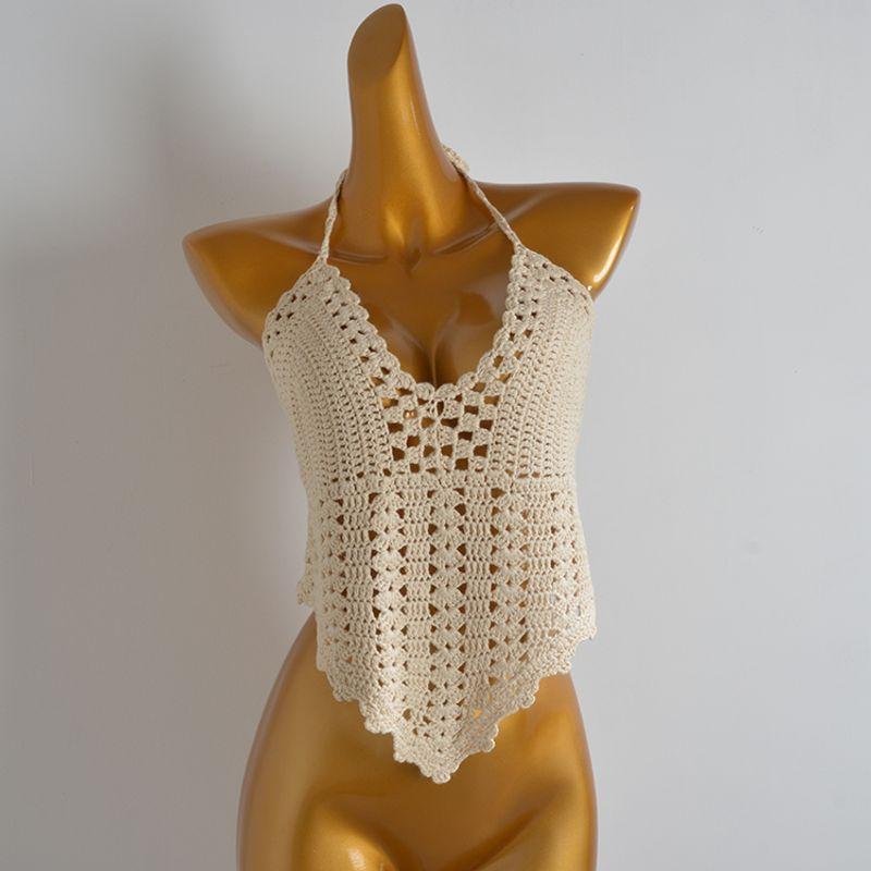 

Fashion Style Sexy Sexy Fashion Lace-up Halter Cut-out Crochet Strap Female Summer Outwear Beauty Back Beach Tops Figure color Sexy sexy back Tops All yards