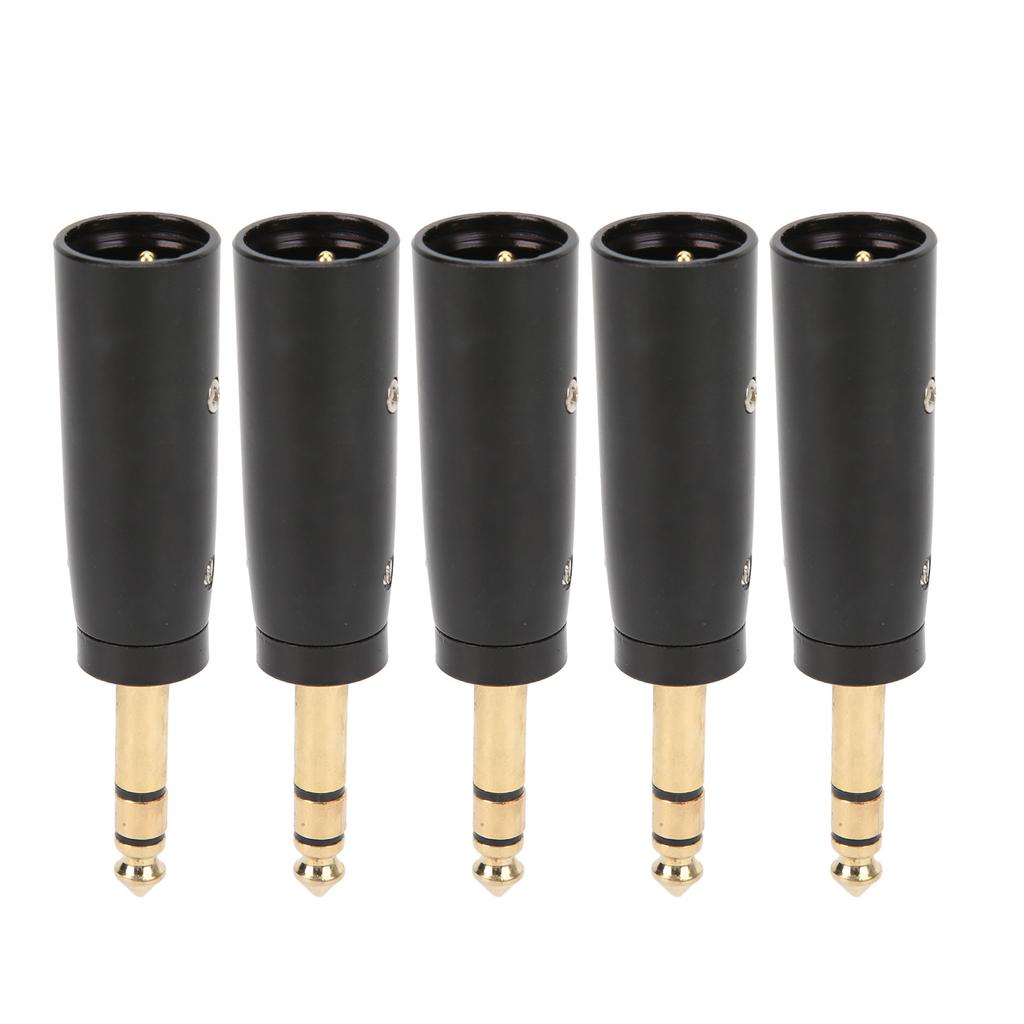 5Pcs Audio Adapter Metal 6.35mm Stereo Male To Mono Converter Cable Connector for Microphone