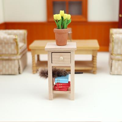 1:12 Dollhouse Miniature Stool Side Table Nightstand W/Drawer Model Furniture Decor Toy Doll House Accessories