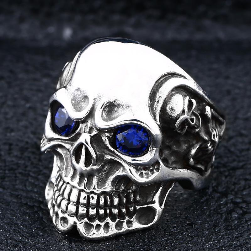 Gothic Vintage Todes Sichel Totenkopf Ring für Herren 316L Edelstahl Hip Hop Biker Skelett Ringe Punk Party Schmuck Großhandel