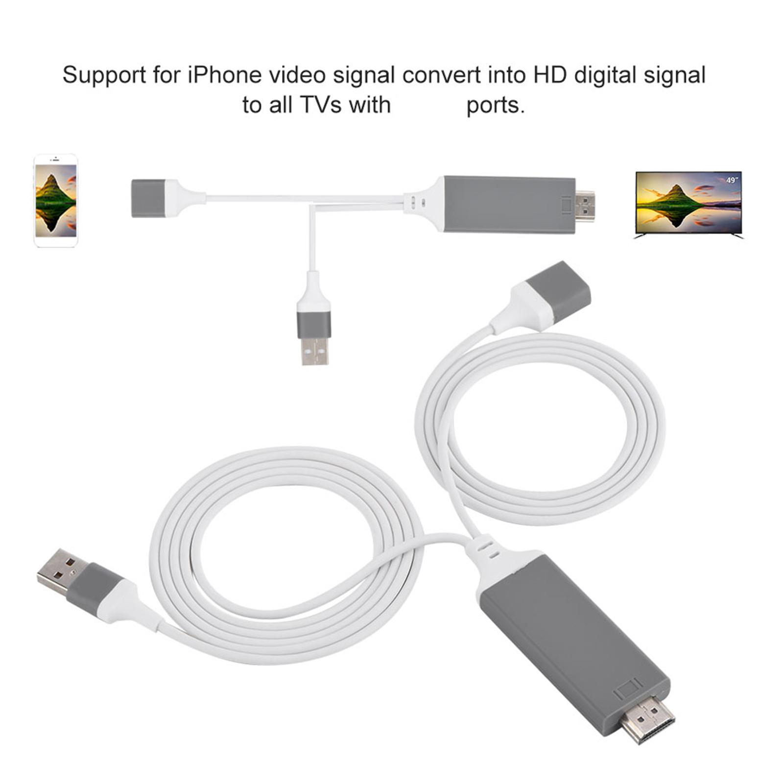 

3 Colors Phone to HDMI Cable for IOS Interface Digital AV Adapter 1080P Plug Play for IOS Android белый