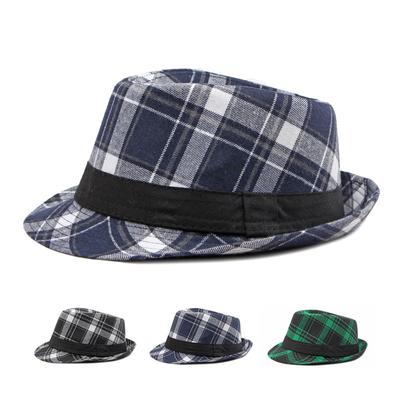 Sombrero de Jazz a cuadros para hombre, sombrero clásico a cuadros para primavera y verano, sombreros Fedora de Panamá Vintage británico para mujer, sombrero de caballero, gorras con visera