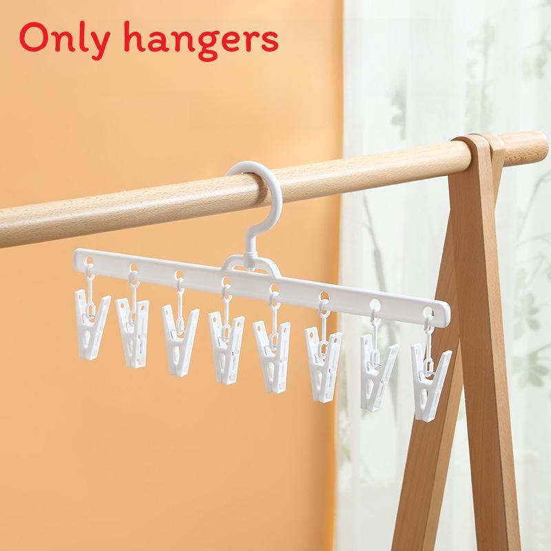 Modern Minimalist Plastic Clothes Hanger With Windproof Multifunction Clips For Wardrobe Organization