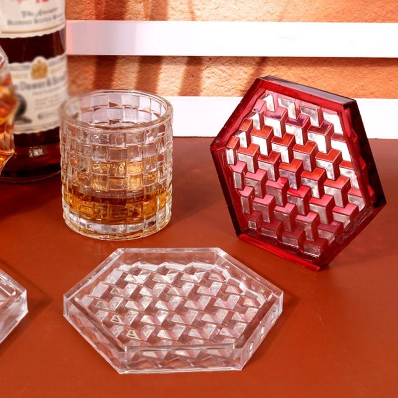 Gemeotric Hexagon Coaster Mold Resin Silicone Molds Diy Crystal Glues Storage Tray Mold for Making Fruit Storage Plate